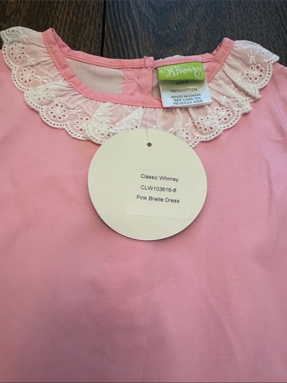 Pink Girls' Dress with Lace Trim - Classic Whimsy 8 - Picture 2 of 6